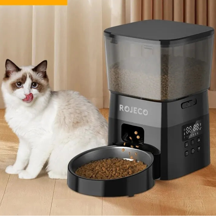 ROJECO Automatic Pet Feeder Button Version Auto Cat Food Dispenser