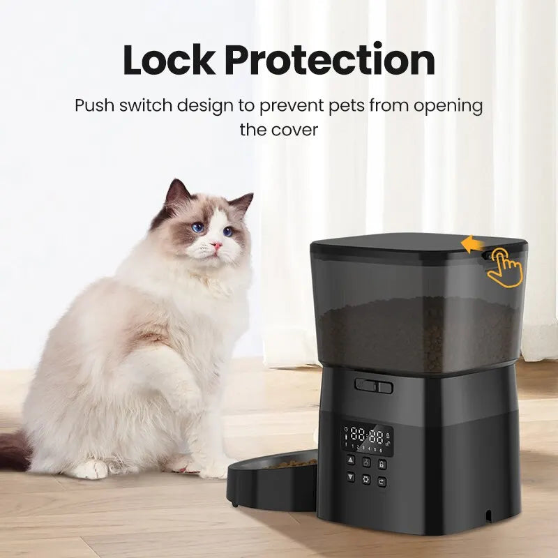 ROJECO Automatic Pet Feeder Button Version Auto Cat Food Dispenser