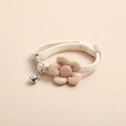 Cat Collar with Cute Flower  Adjustable Buckle Cat Collar Bell Collar