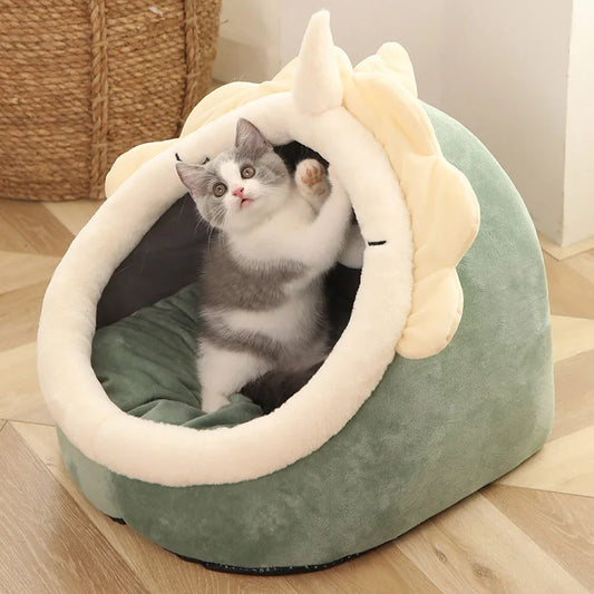 Pet Tent Cave Bed for Cats Small Dogs Self-Warming Cat Tent Bed Cat Hut