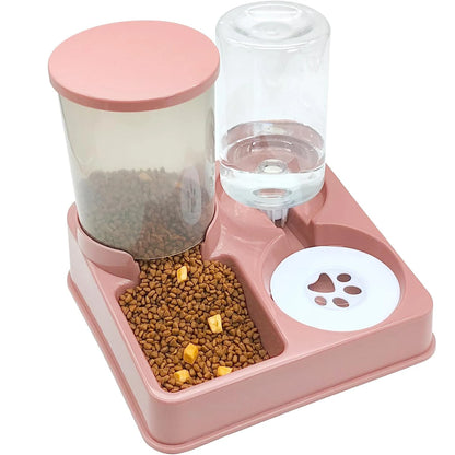 Automatic Cat Feeder Water Dispenser Set, 2 In 1 Tilted Automatic